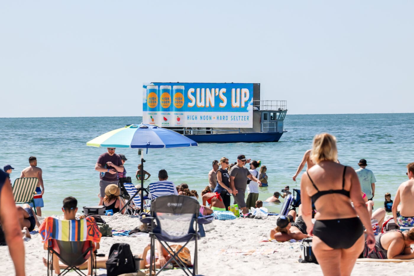outdoor advertising at clearwater beach in Tampa, Florida with High Noon.