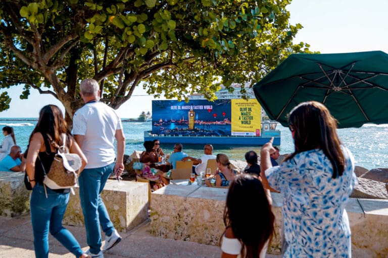 outdoor advertising along miami beach with european clients