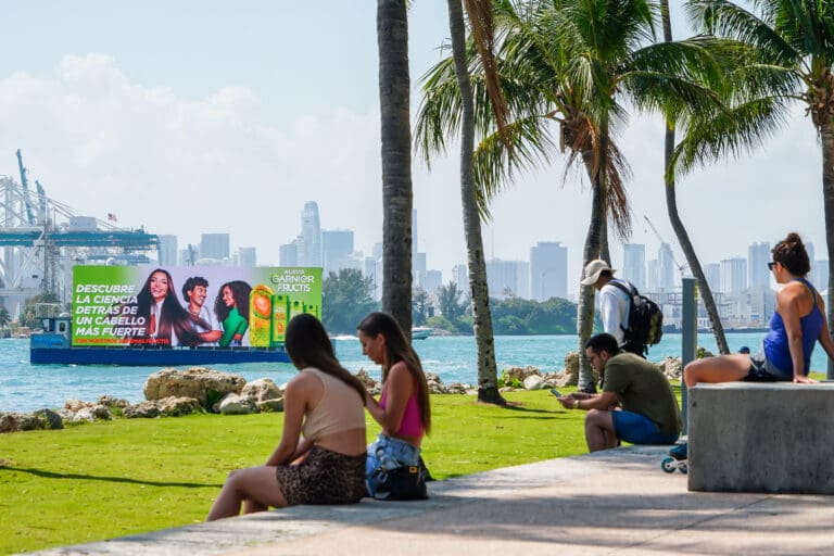outdoor advertising in Miami Beach with luxury brand, Garnier Fructis.