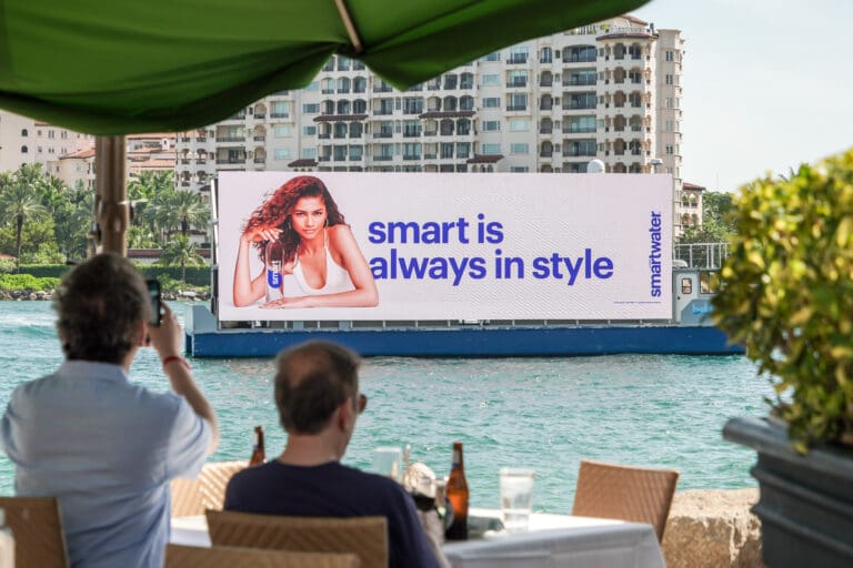 outdoor advertising in miami beach, south pointe and fisher island with Smartwater for a Zendaya campaign