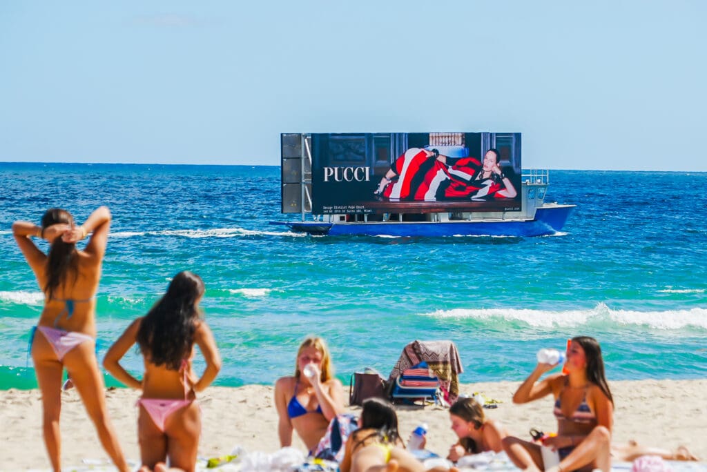 outdoor advertising at Fort Lauderdale beach for Pucci