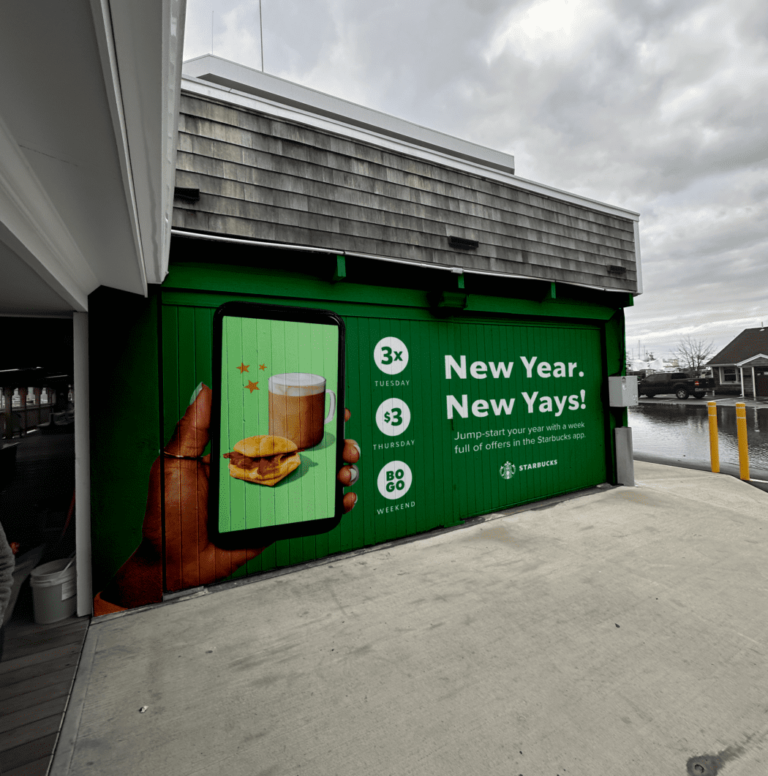 Starbucks outdoor advertising at fire island in new york