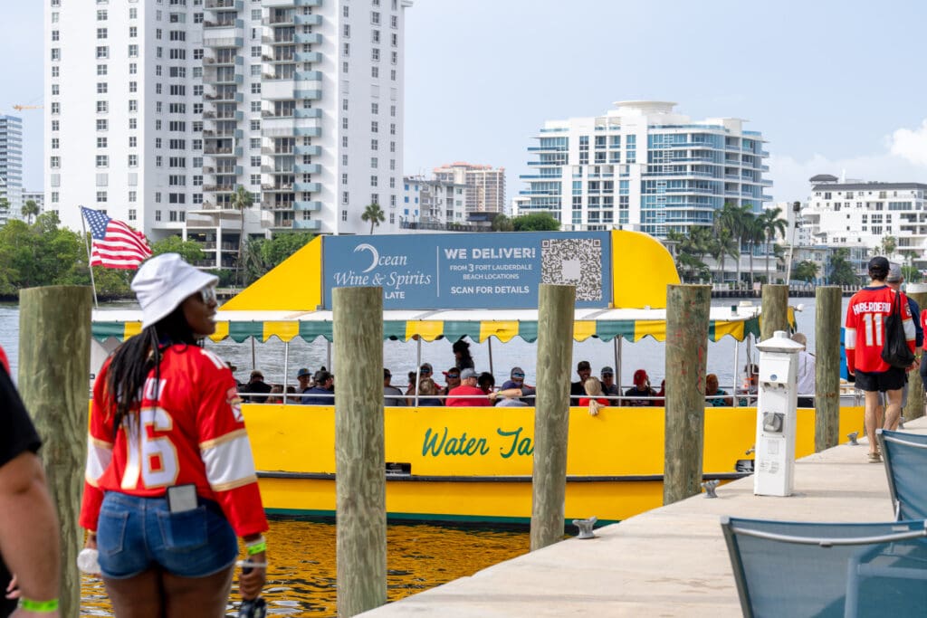 Ocean Spirits advertisement on Fort Lauderdale Water Taxi digital billboard screens