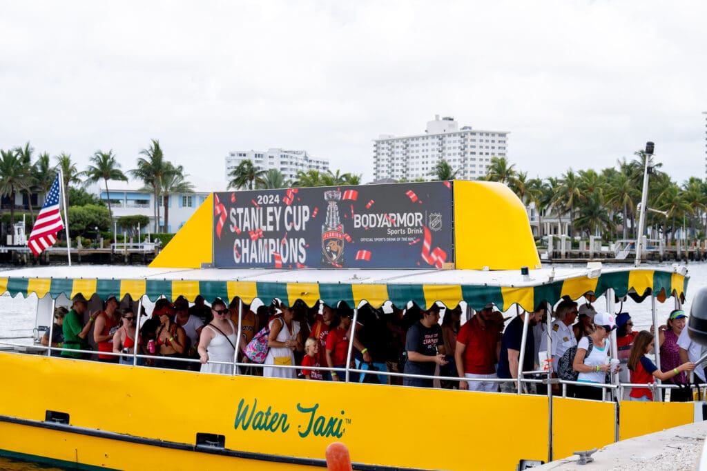 Body Armor advertisement on Fort Lauderdale Water Taxi digital billboard screens